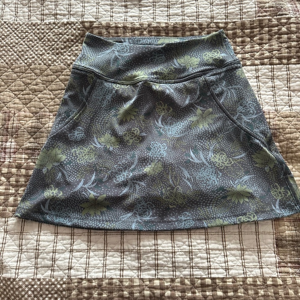 Green A-line Mini Skirt with shorts